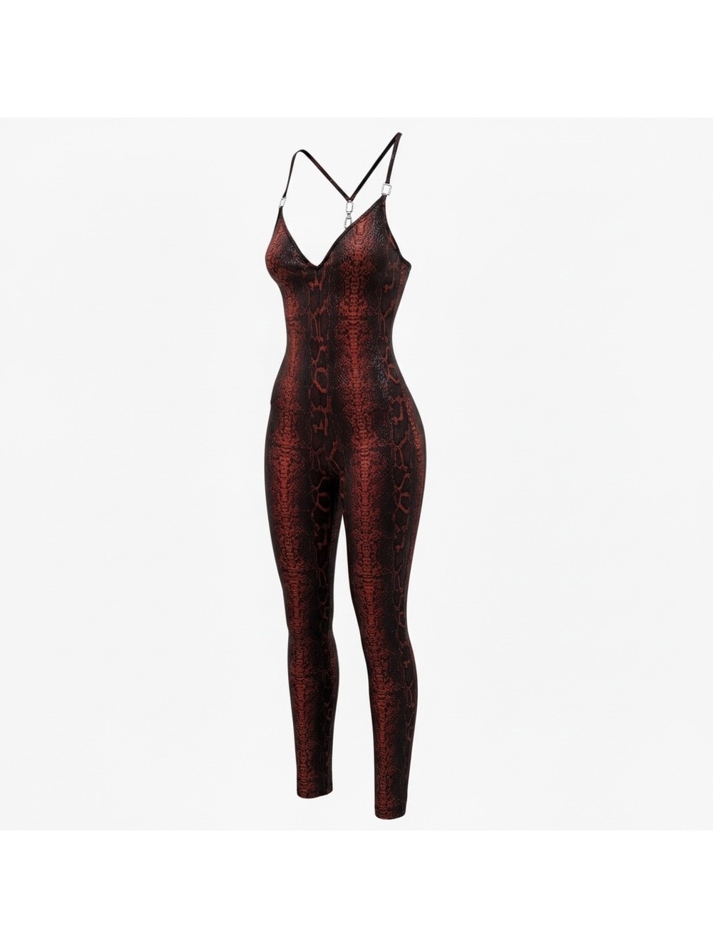 Vintage 90’s Y2K Gottex red snakeskin python Jumpsuit Catsuit